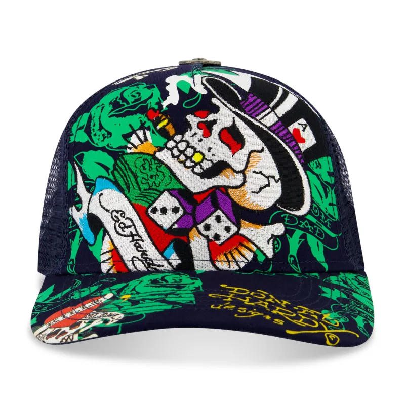 Embroidered Skull Dice Hat sold by Ed Hardy