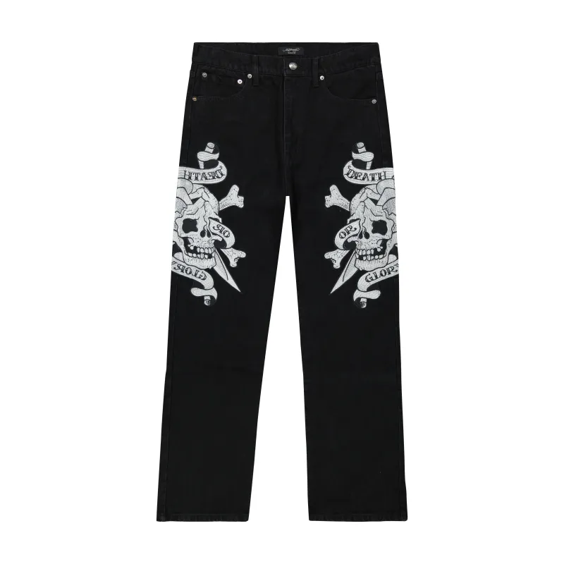 Skulls Wide Leg Baggy Jeans sold by Ed Hardy