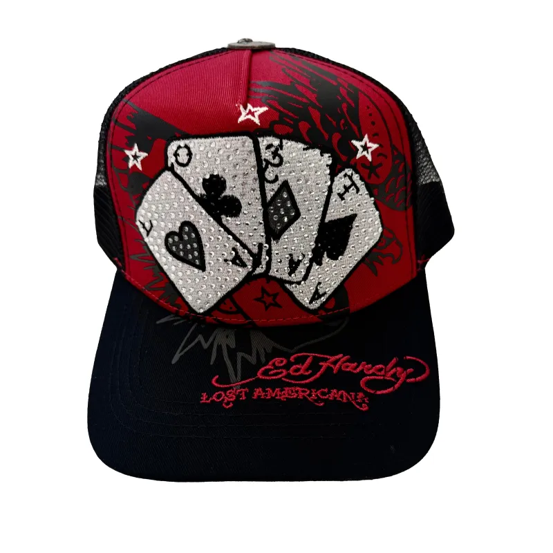 Cards Rhinestone Trucker Hat sold by Ed Hardy