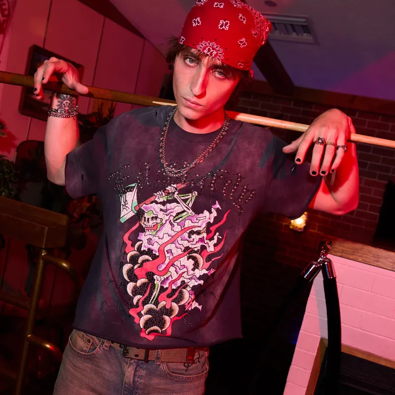 Fire Lord Cropped Mens Boxy Tee sold by Ed Hardy