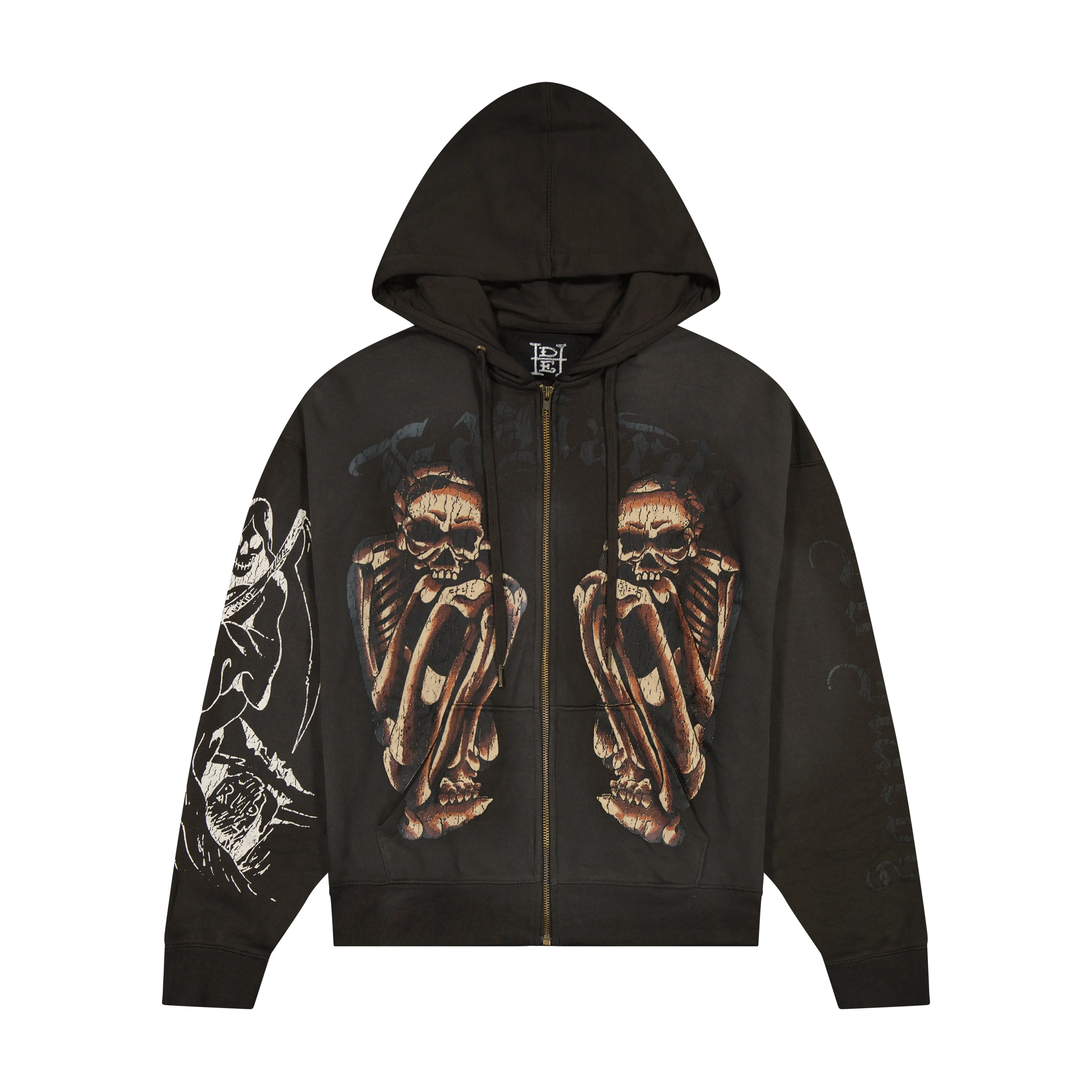 Skeles Boxy Zip Hoodie - Sunfade Grey sold by Ed Hardy