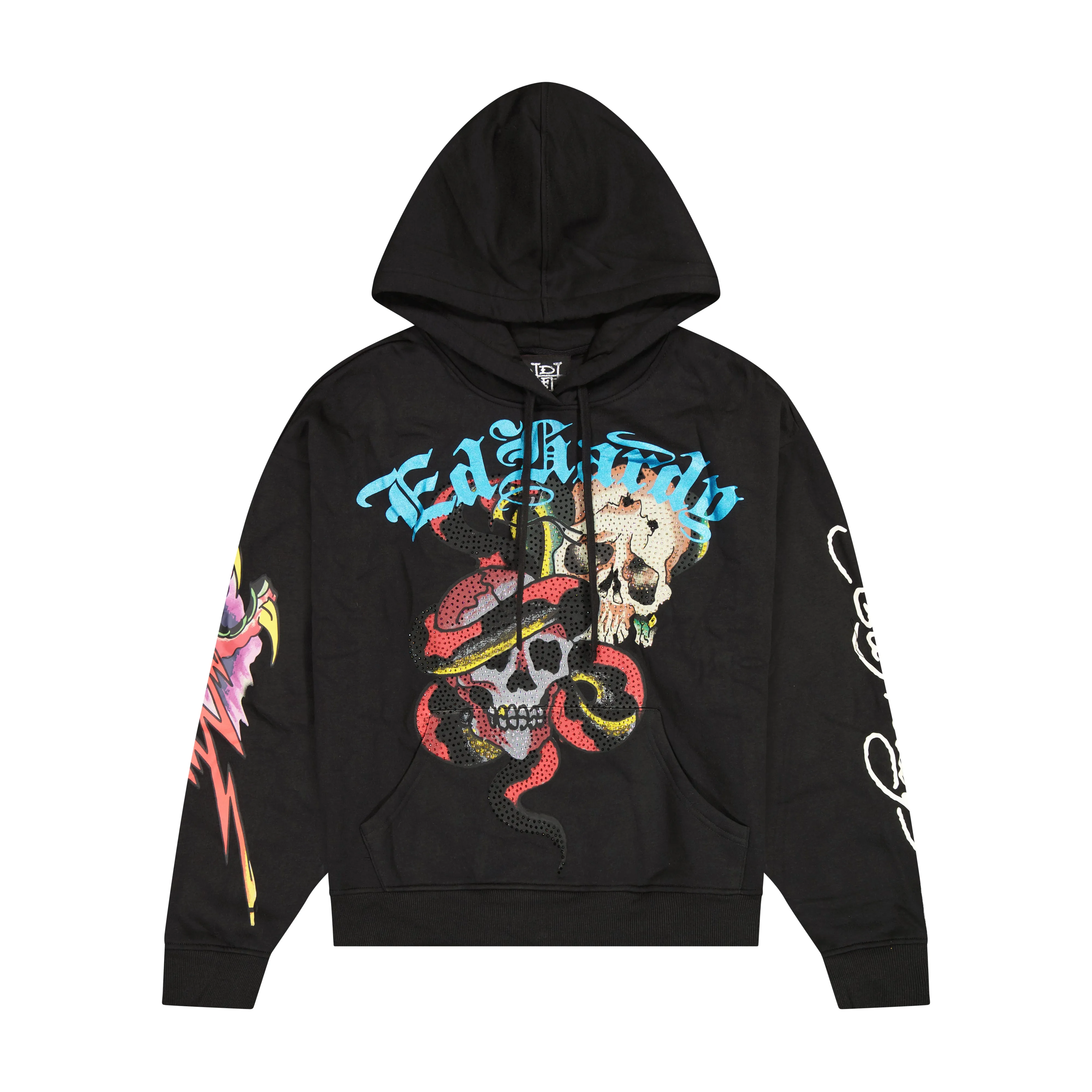 Skulls Boxy Rhinestone Fleece Hoodie sold by Ed Hardy