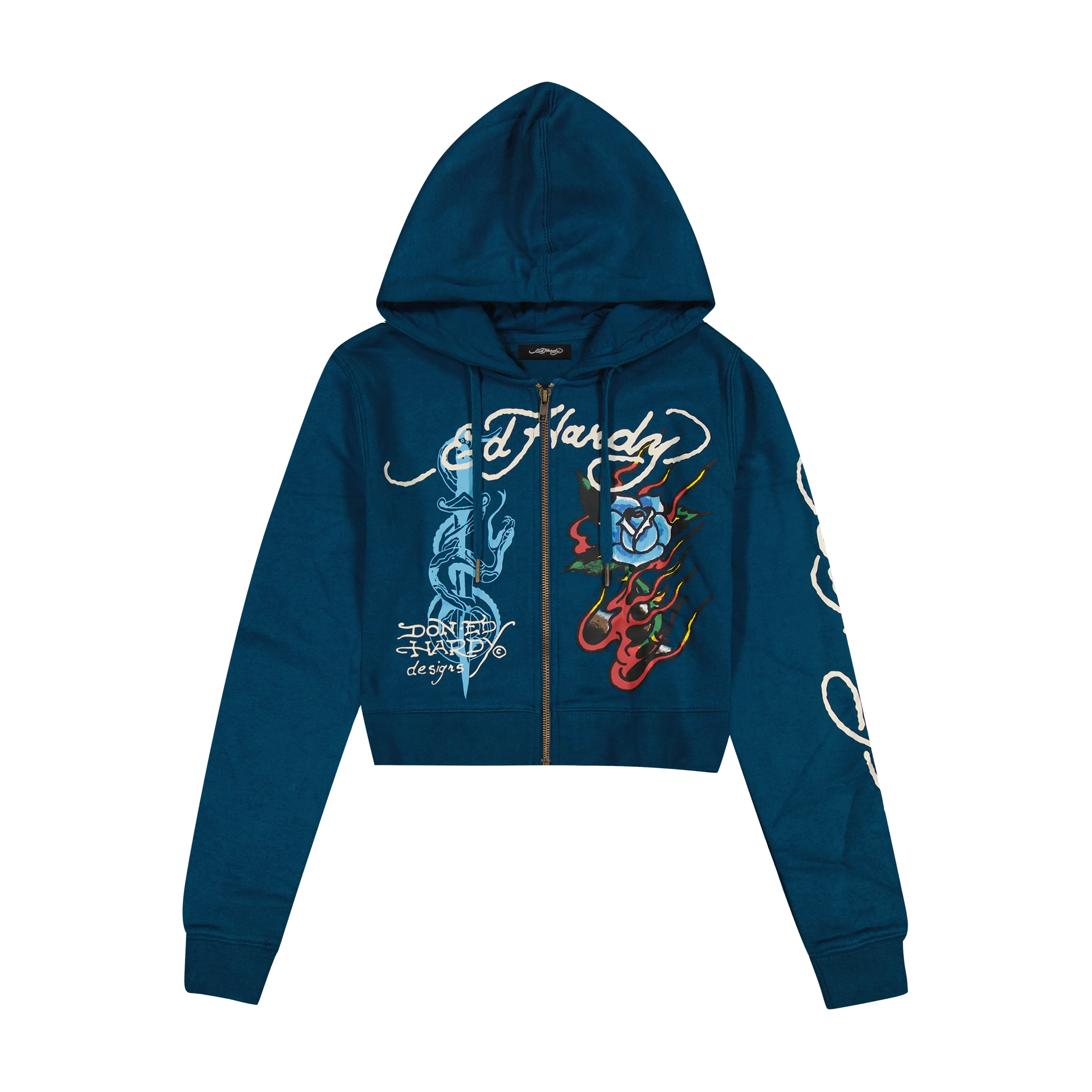 Flame Rose Zip Front Hoodie sold by Ed Hardy