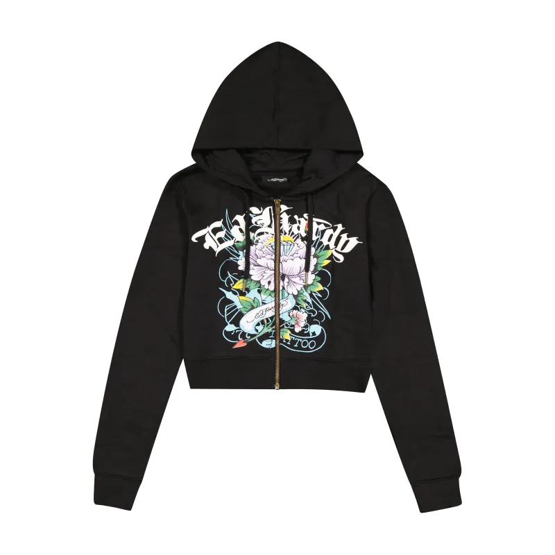 Ice Flower Zip Front Hoodie made by Ed Hardy