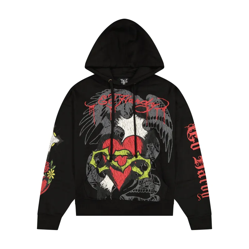 Heart Cross Boxy Fleece Hoodie sold by Ed Hardy