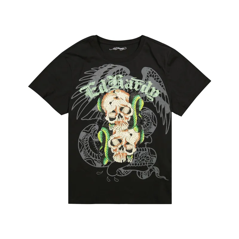 Skull Snakes Mens Rhinestone SS Tee sold by Ed Hardy
