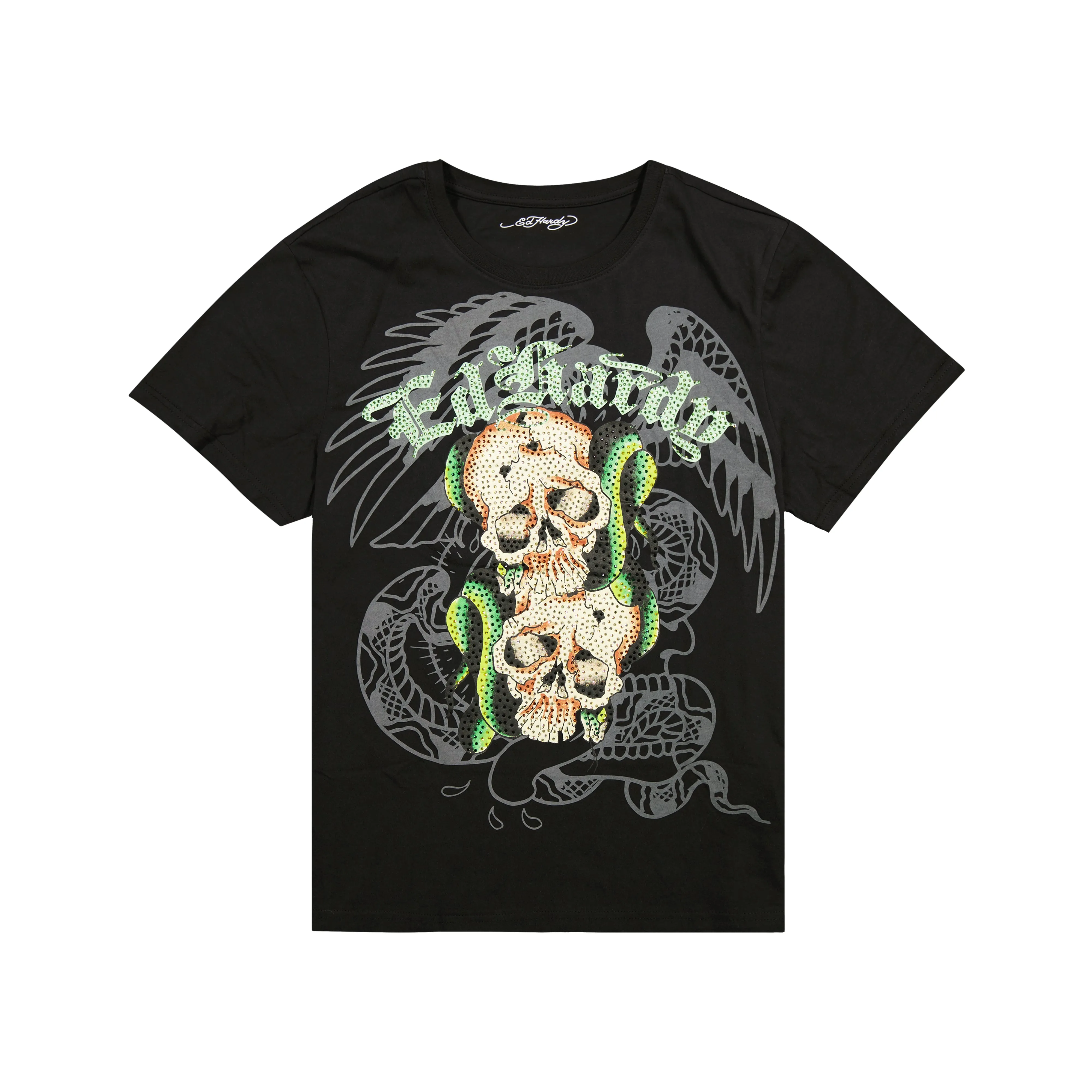 Skull Snakes Mens Rhinestone SS Tee sold by Ed Hardy