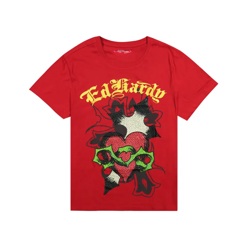 Sacred Heart Mens Rhinestone SS Tee sold by Ed Hardy