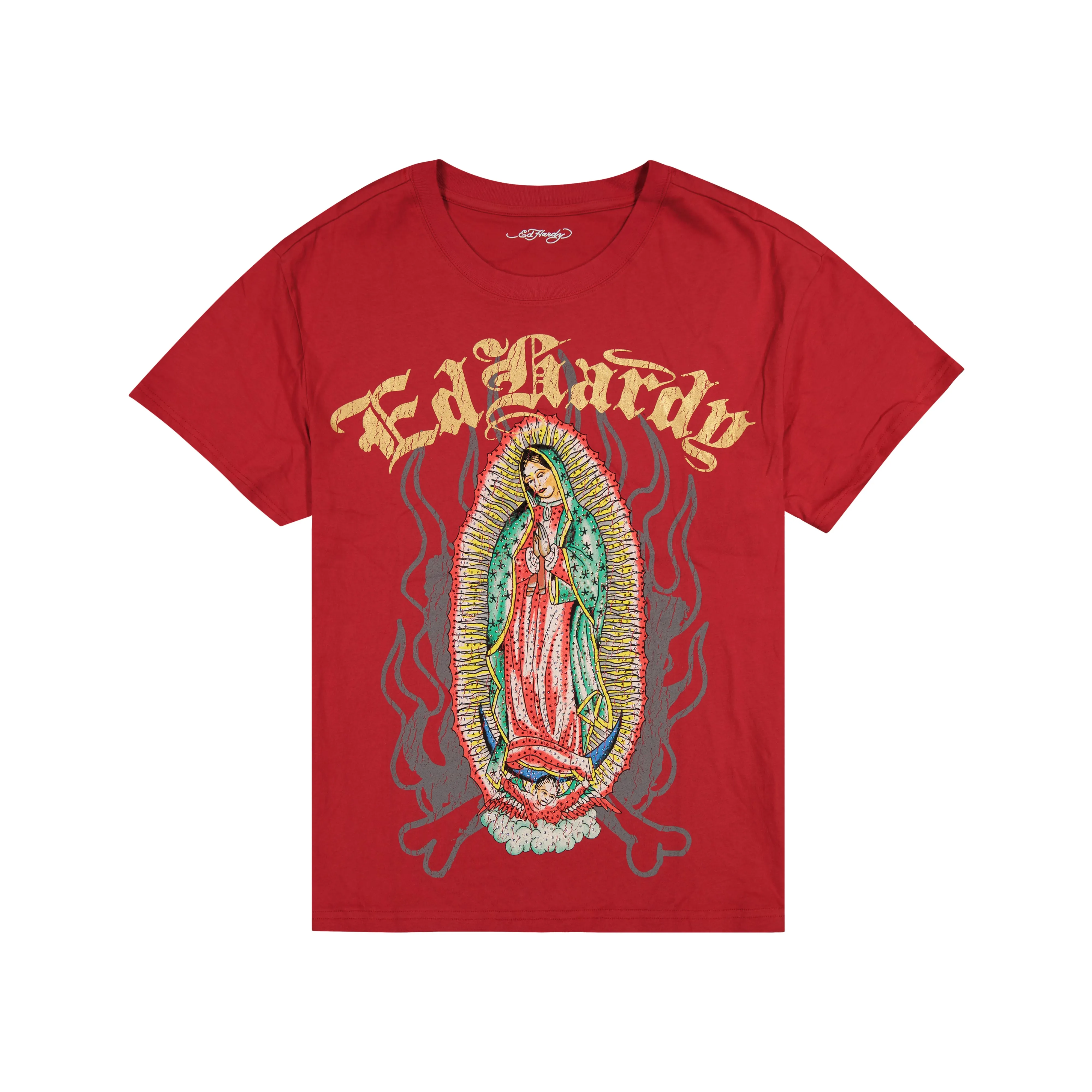 Mary Rhinestone Boxy Tee sold by Ed Hardy