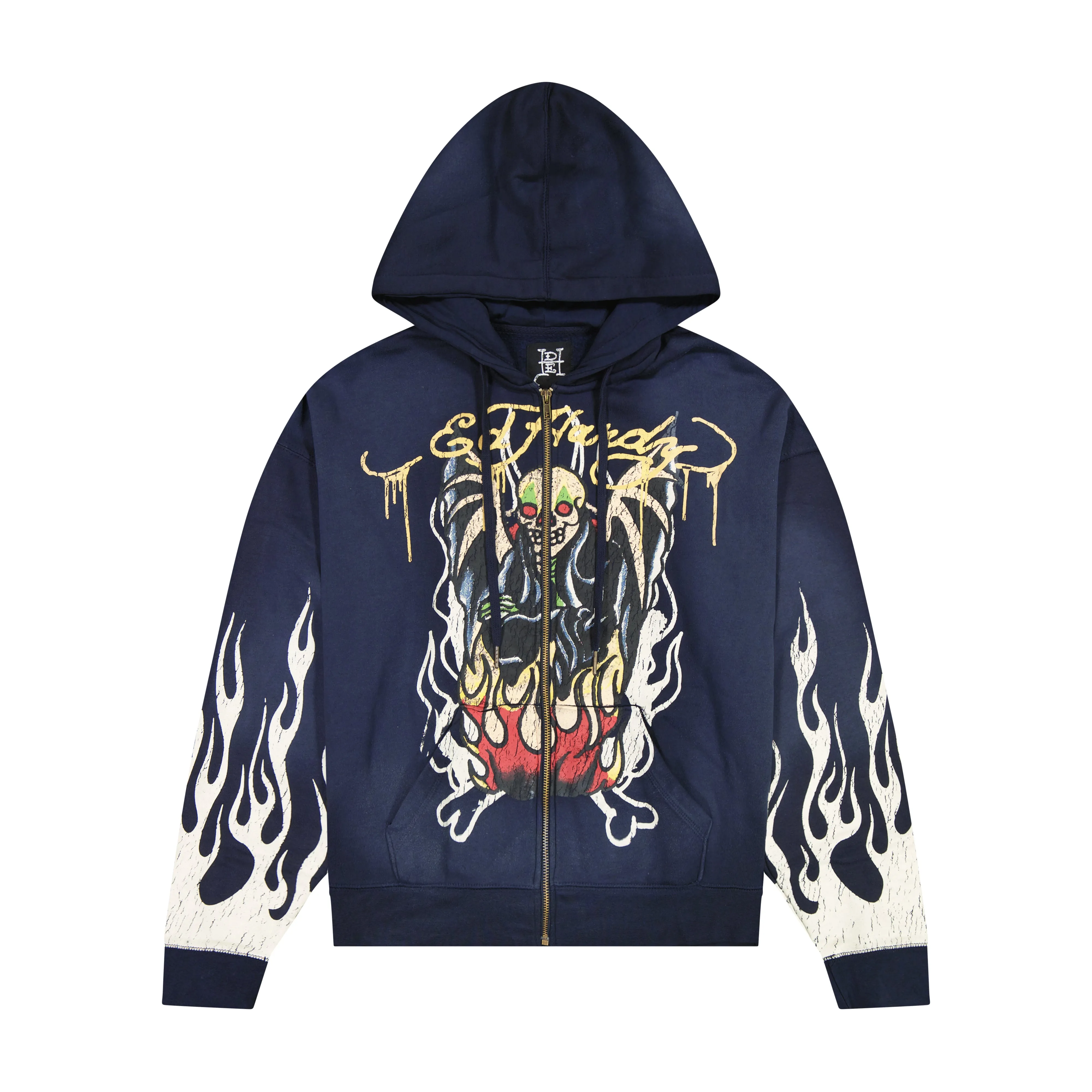 Fire Lord Boxy Zip Hoodie - Sunfade Navy sold by Ed Hardy
