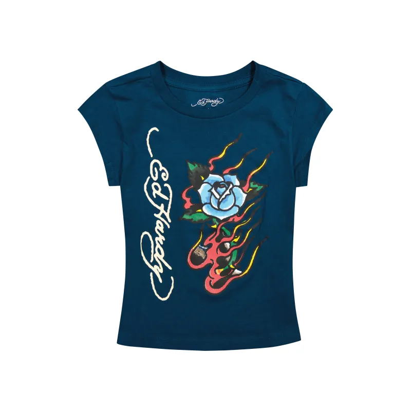 Flame Rose Cap Sleeve Tee sold by Ed Hardy