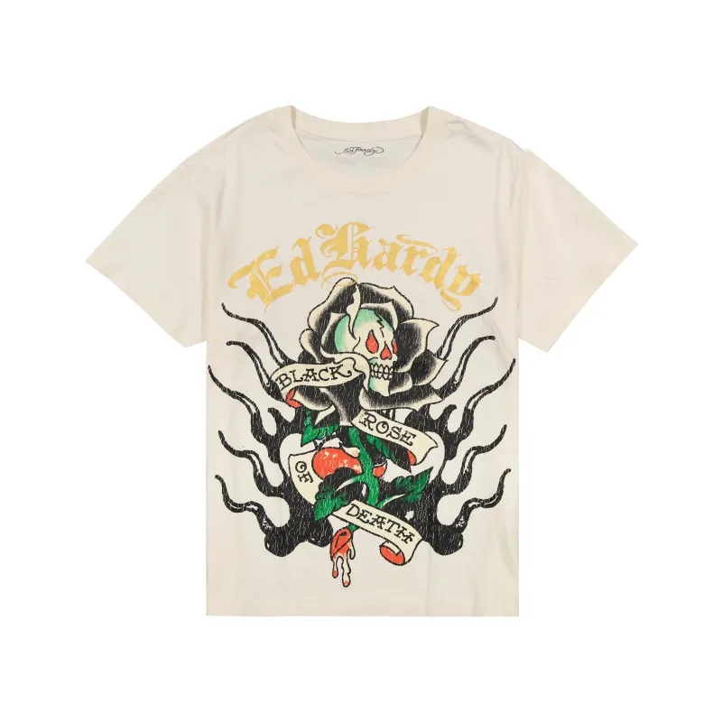 Black Rose Boxy Tee sold by Ed Hardy