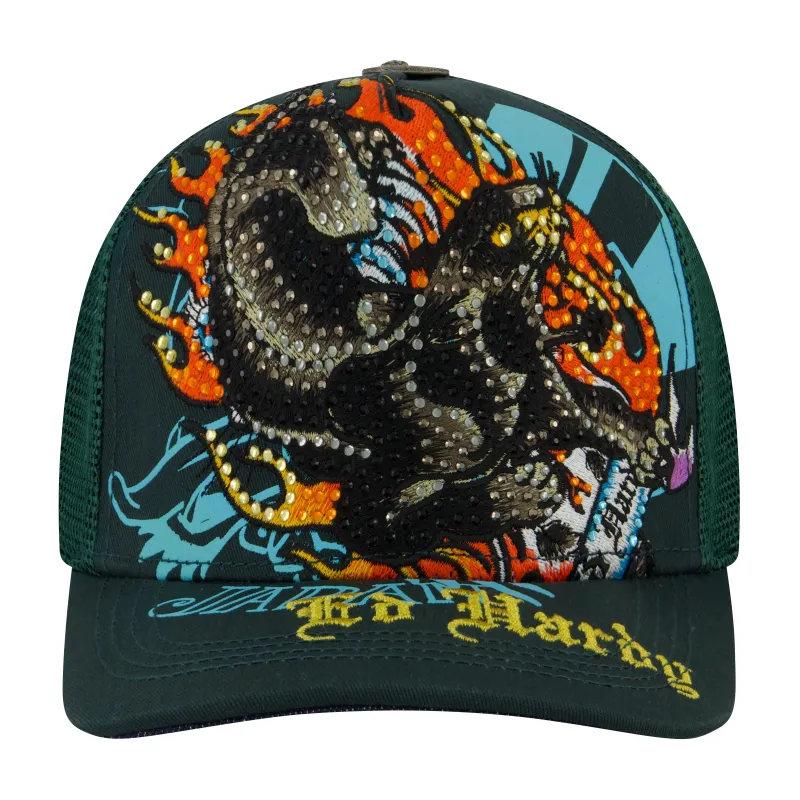 Fire Panther Rhinestone Trucker Hat sold by Ed Hardy