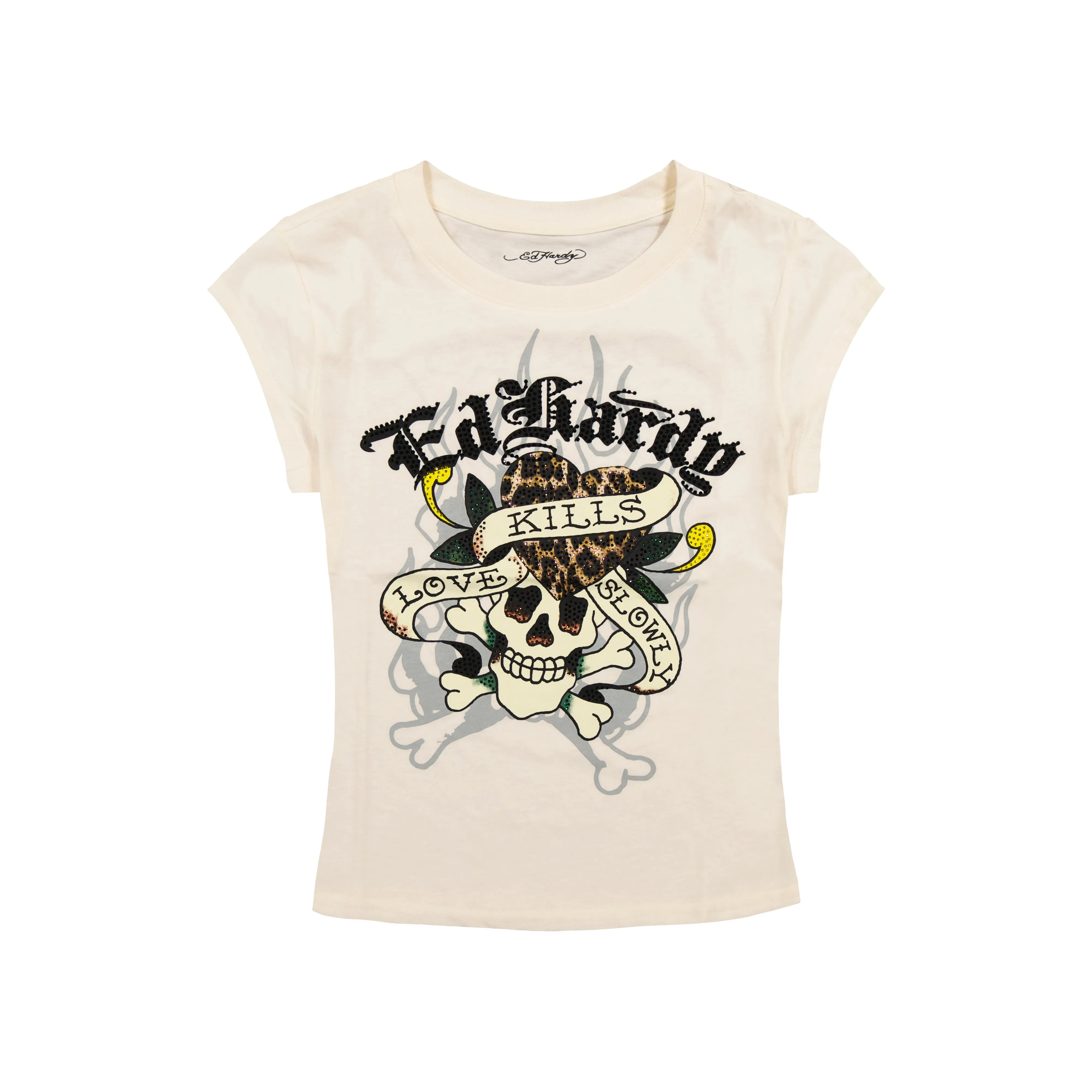 LKS Skull Rhinestone Cap Sleeve Tee sold by Ed Hardy