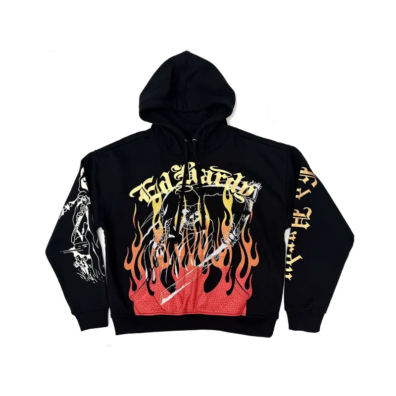Reaper Rhinestone Boxy Fleece Hoodie sold by Ed Hardy