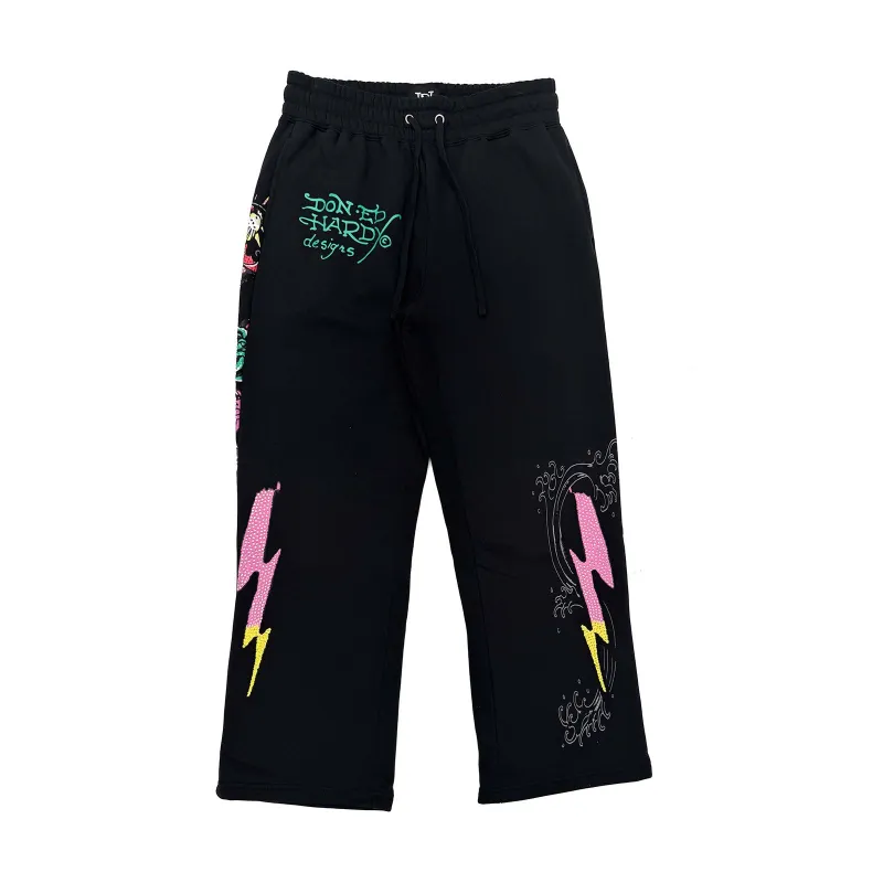 Panther Rose Rhinestone Baggy Sweatpants sold by Ed Hardy