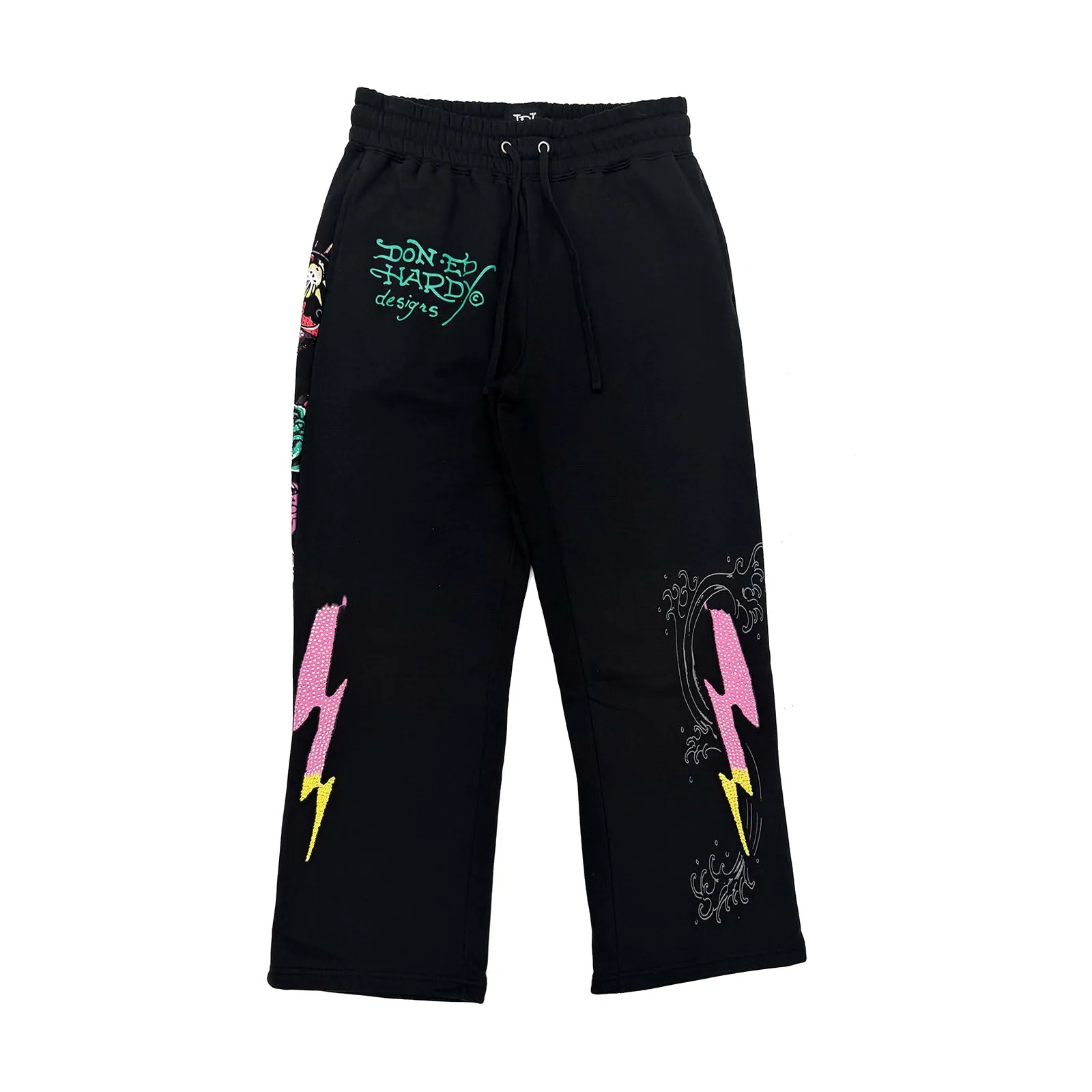 Panther Rose Rhinestone Baggy Sweatpants sold by Ed Hardy