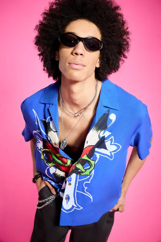 Cross Snake Boxy Camp Shirt made by Ed Hardy