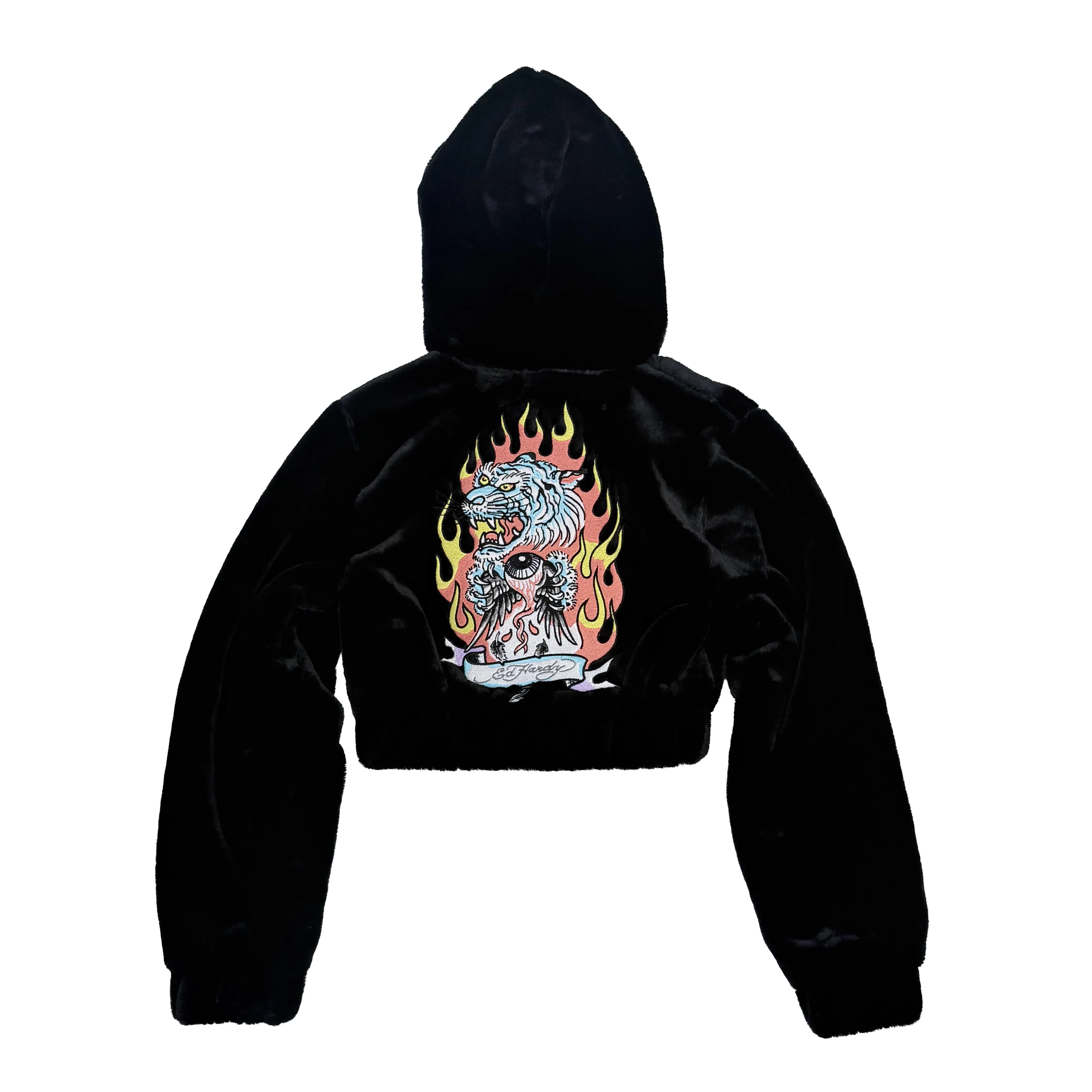 Tiger Flame Faux Fur Hooded Jacket sold by Ed Hardy product image thumbnail 2