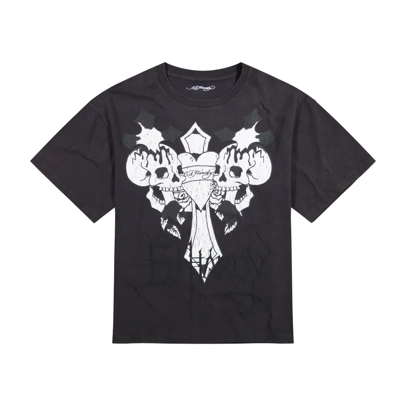 Cross Skulls Boxy Tee made by Ed Hardy