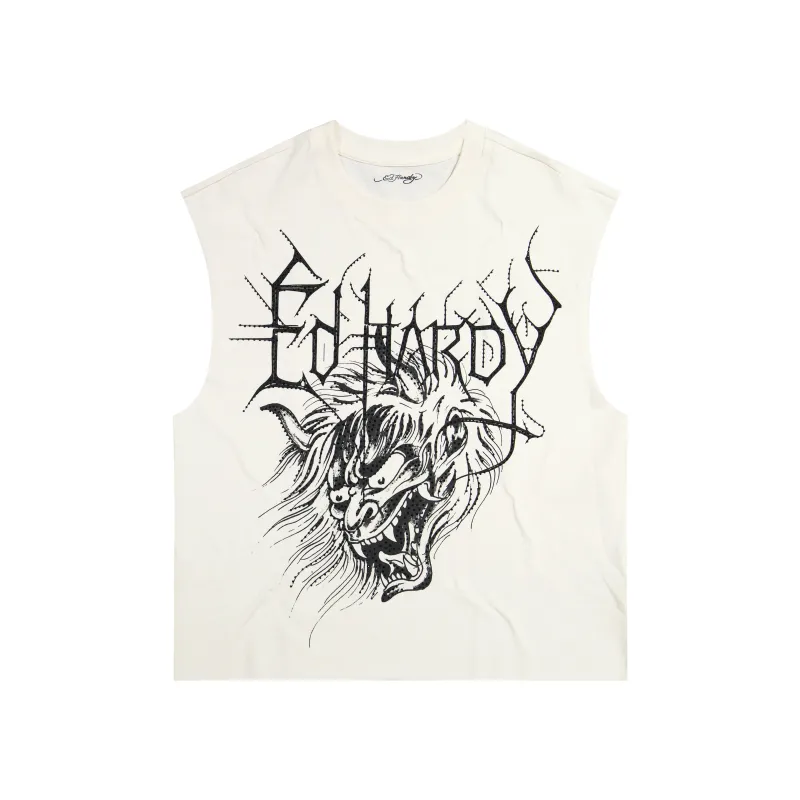 Demon Head Rhinestone Boxy Cropped Tee made by Ed Hardy