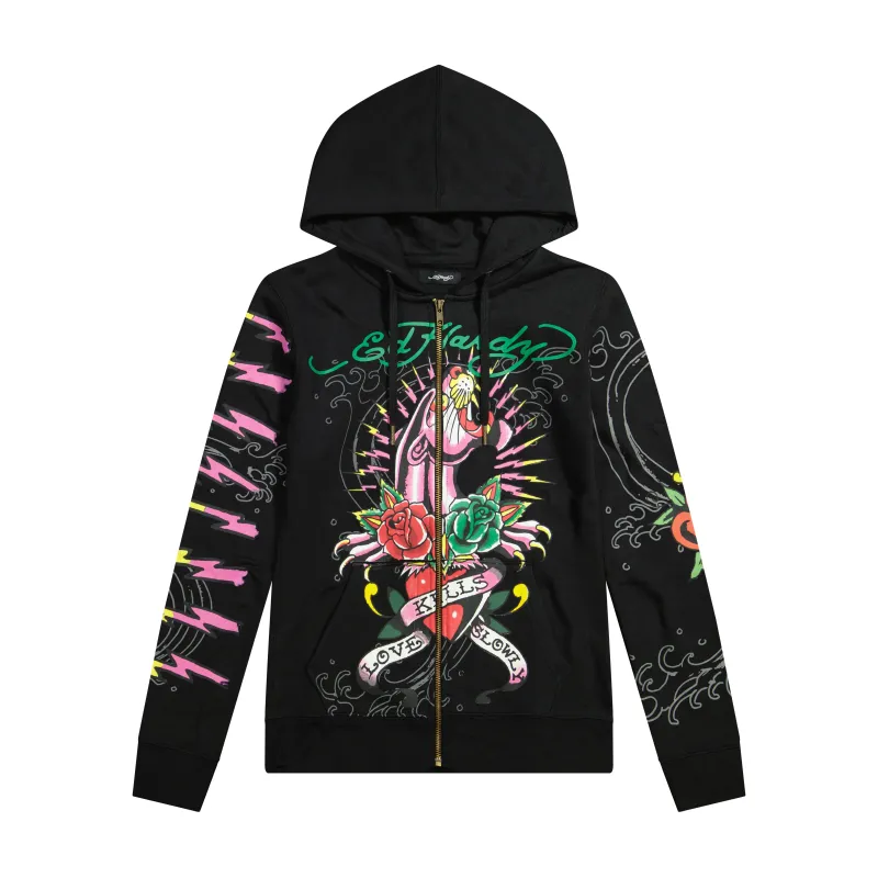 Pink Panther Long Fleece Hoodie made by Ed Hardy