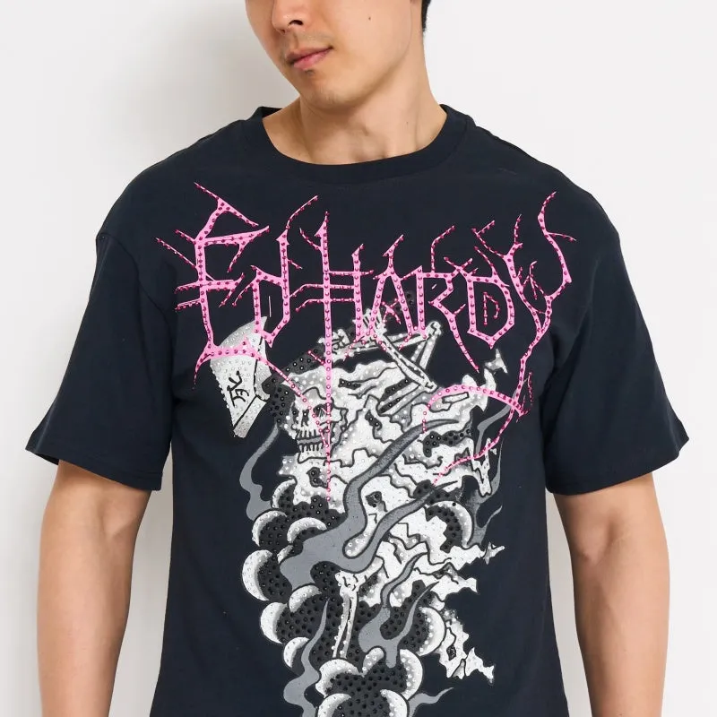 Reaper Ghost Rhinestone Boxy Tee made by Ed Hardy
