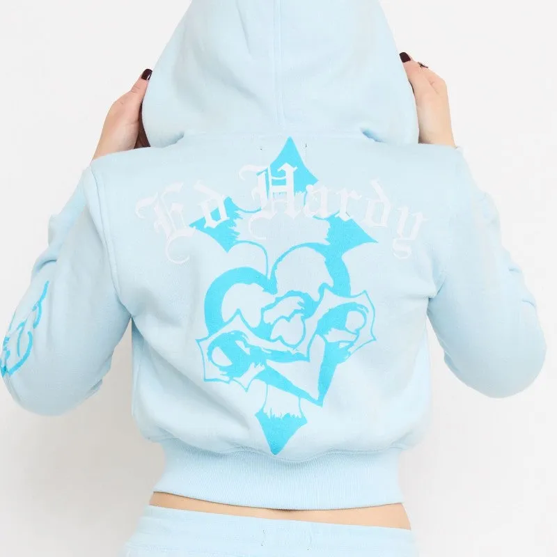 Blue Leopard Rhinestone Zip Front Hoodie sold by Ed Hardy product image thumbnail 2