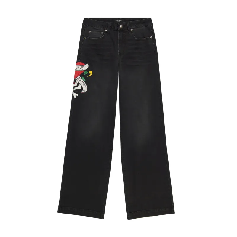 LKS Skull Wide Leg Jean sold by Ed Hardy