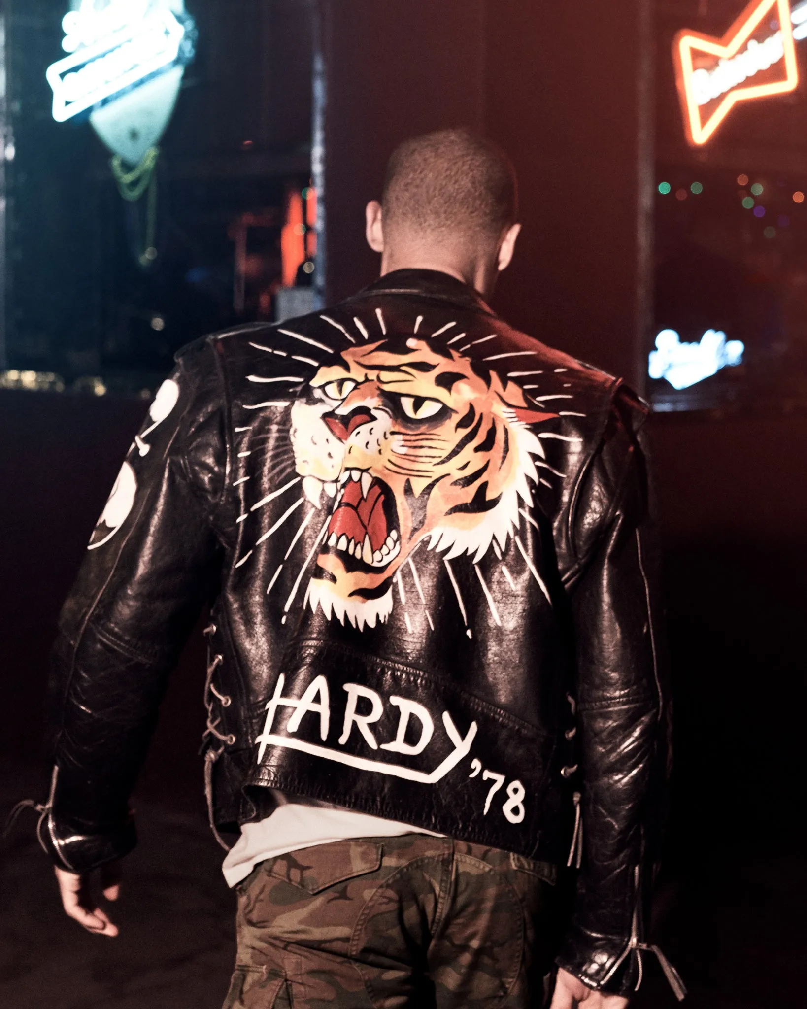 Tiger Painted Leather Jacket - Custom sold by Ed Hardy product image thumbnail 3