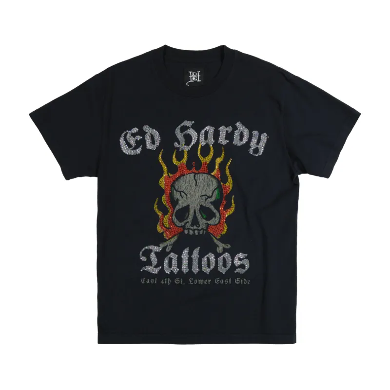 Limited Edition - Rhinestone Flame Skull Tee sold by Ed Hardy