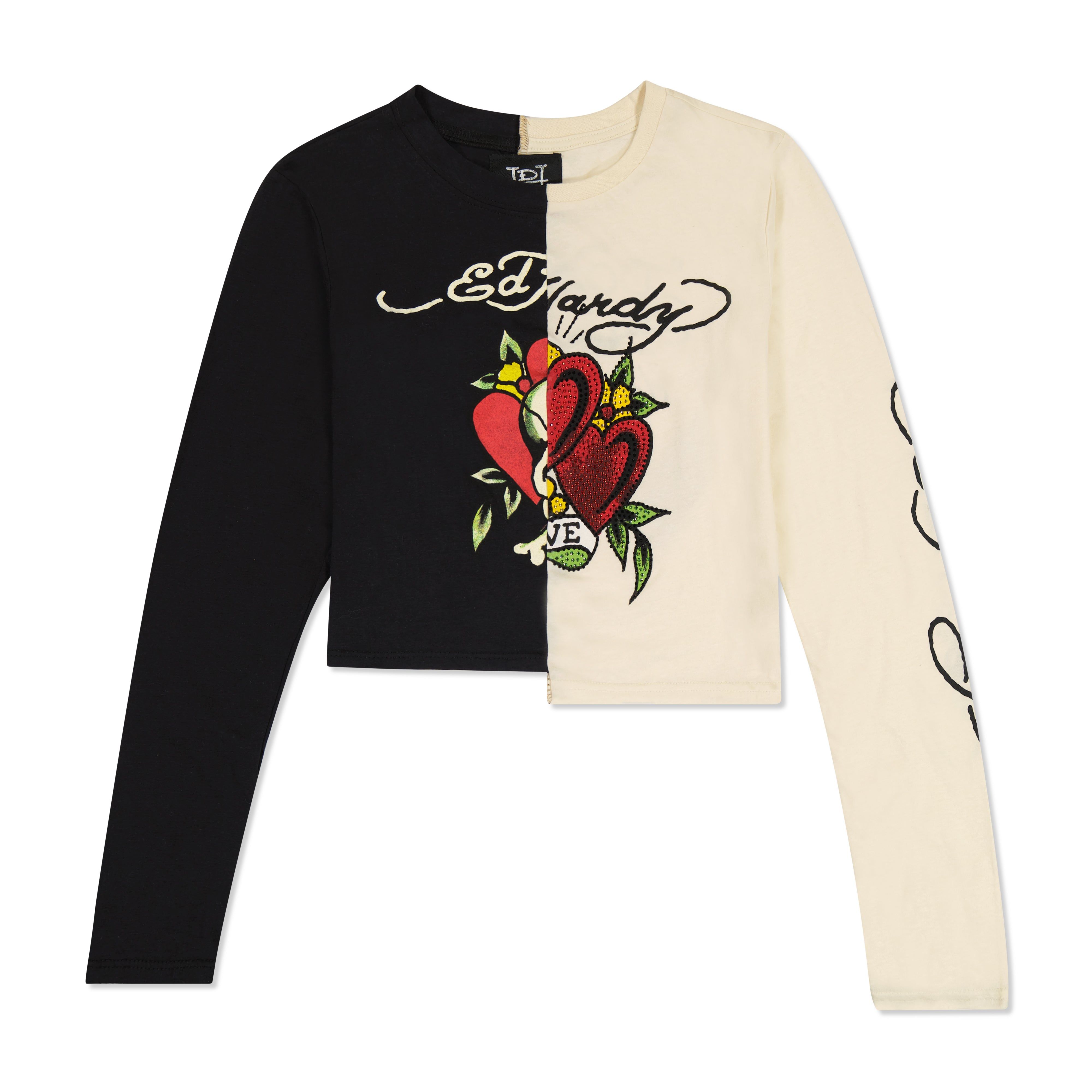 One of a Kind Split Baby Tee sold by Ed Hardy