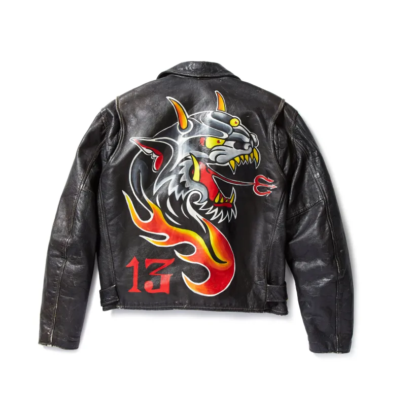 Devil Painted Leather Jacket - Custom made by Ed Hardy