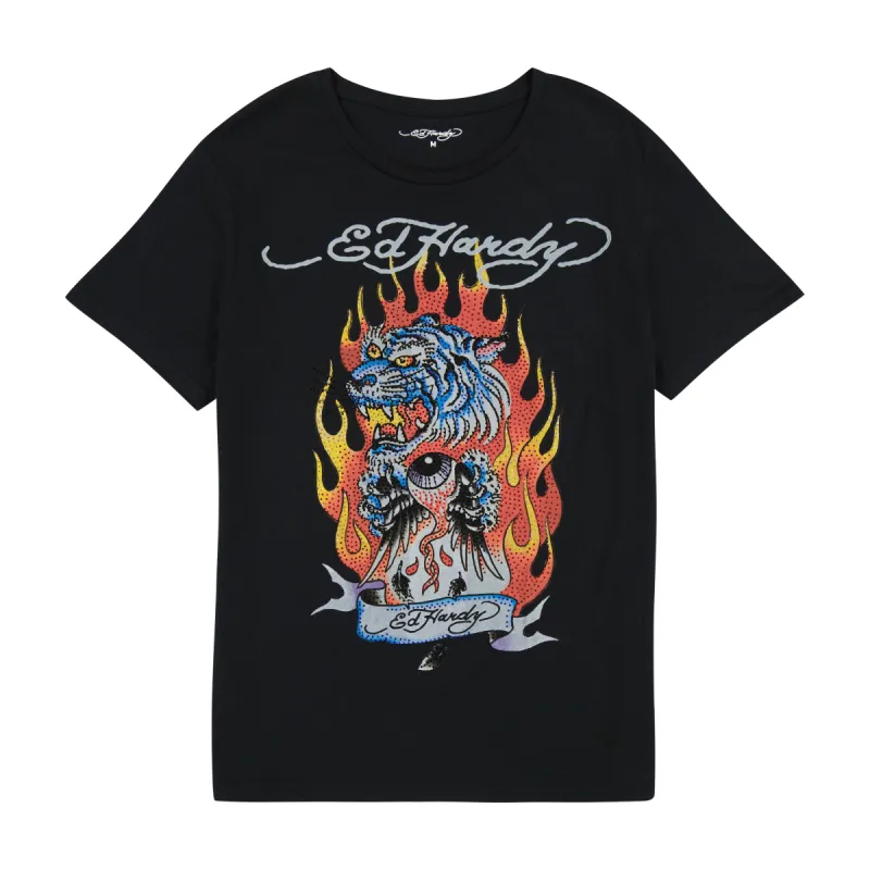 Rhinestone Fire Tiger Tee sold by Ed Hardy
