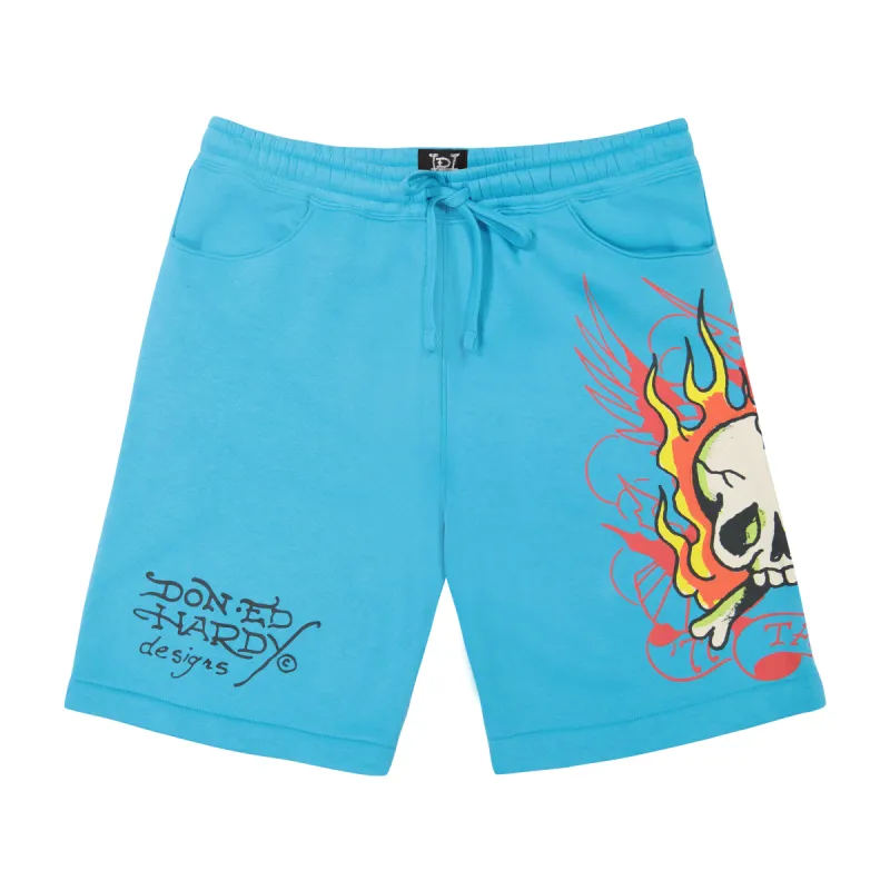 Flame Skull Fleece Shorts sold by Ed Hardy