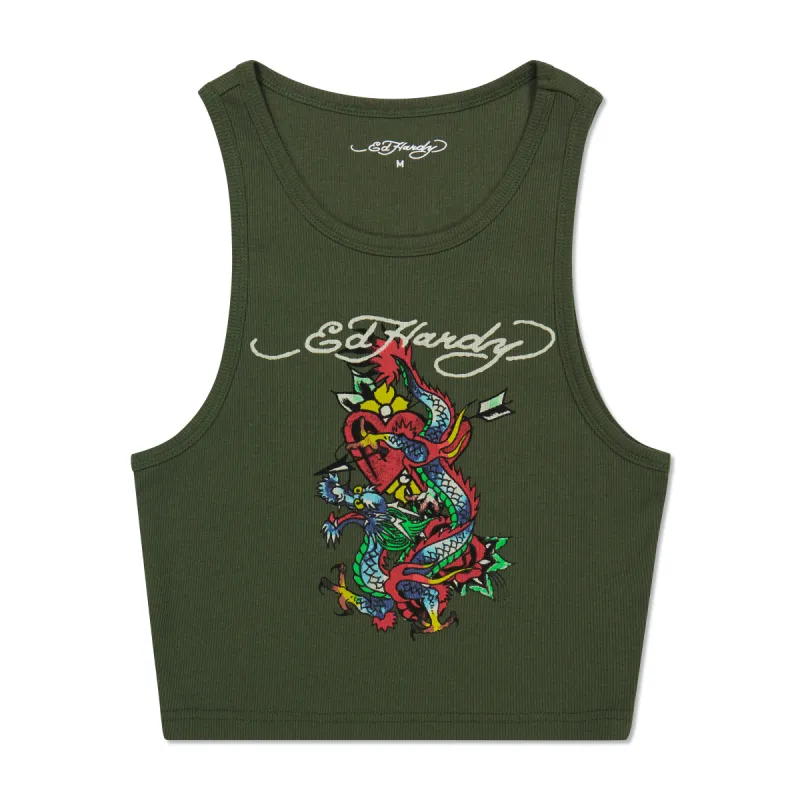 Dragon Heart Rib Knit Tank sold by Ed Hardy