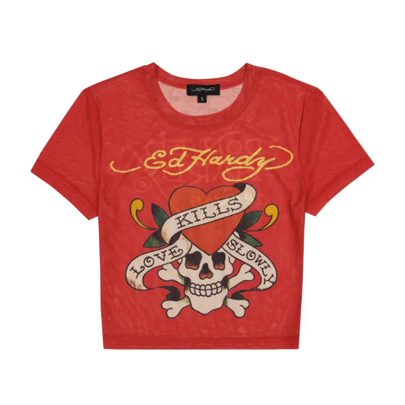 Mesh LKS Skull Baby Tee sold by Ed Hardy