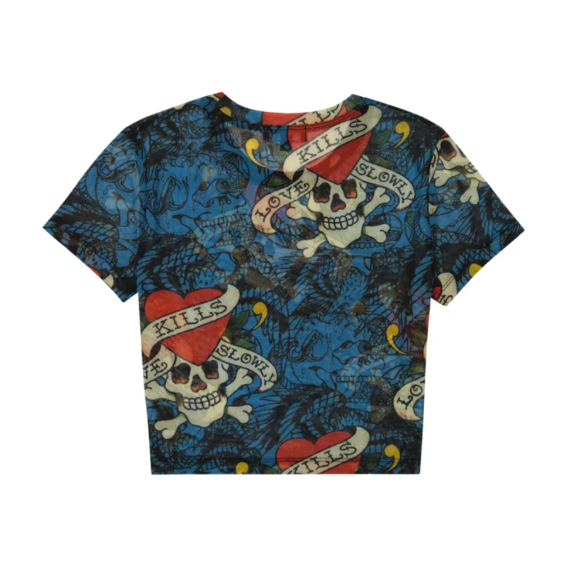 Mesh Layered LKS Skull Baby Tee sold by Ed Hardy
