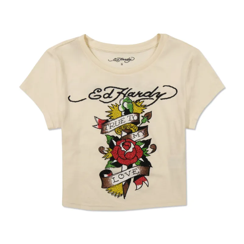 Dagger Rose Baby Tee sold by Ed Hardy