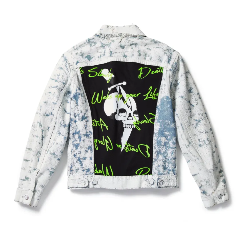 Skull Dagger Painted Denim Jacket sold by Ed Hardy