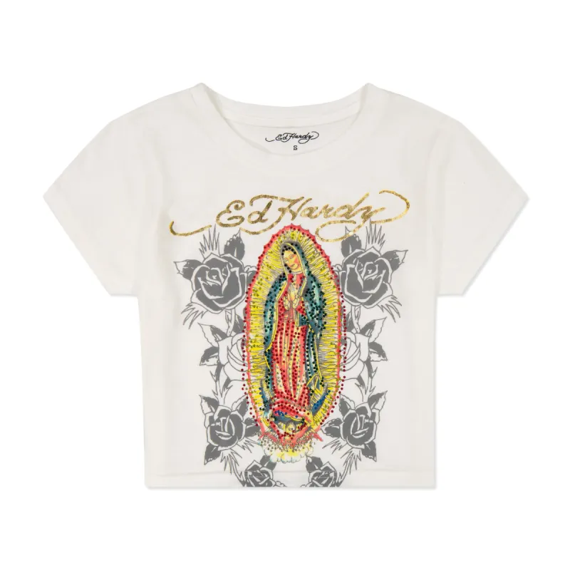 Rhinestone Mary Baby Tee sold by Ed Hardy