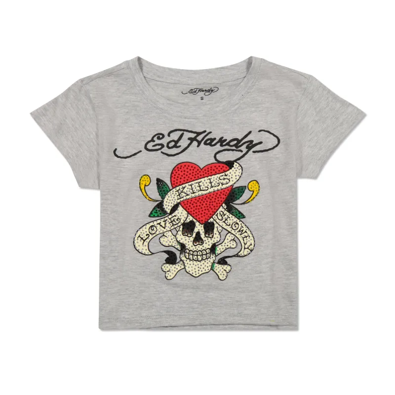 Rhinestone LKS Skull Baby Tee sold by Ed Hardy