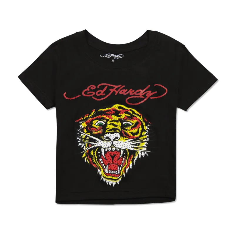 Rhinestone Tiger Heart Baby Tee sold by Ed Hardy