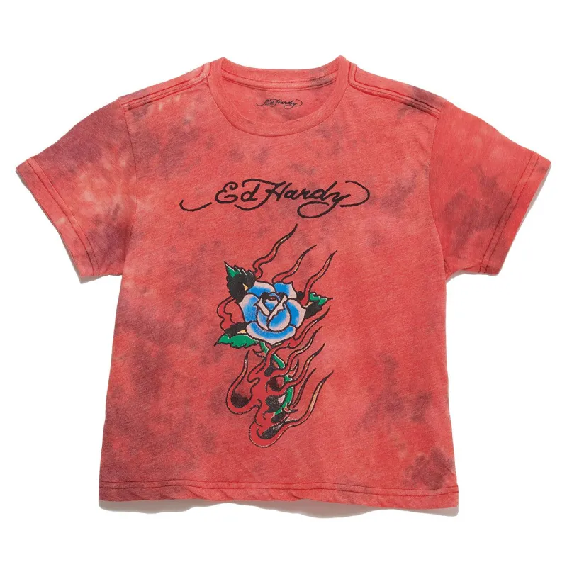 Womens "Fire Rose" Cropped Tee sold by Ed Hardy