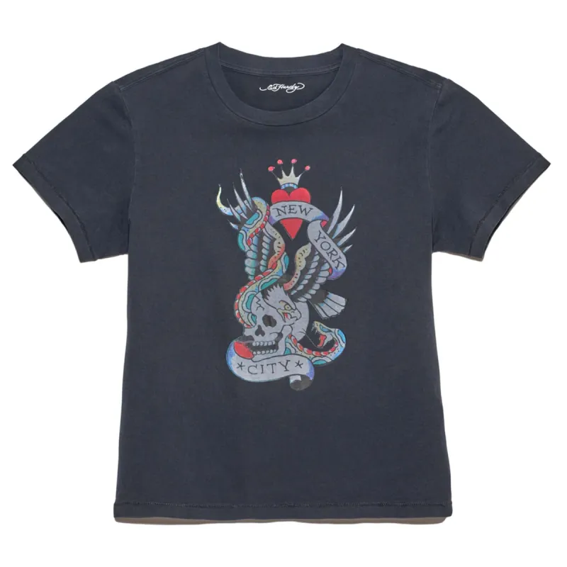Womens "Nyc Eagle Skull" Boyfriend Tee sold by Ed Hardy