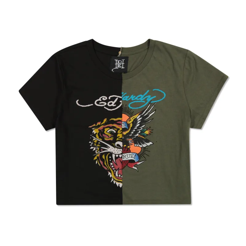 One of a Kind Split Baby Tee sold by Ed Hardy