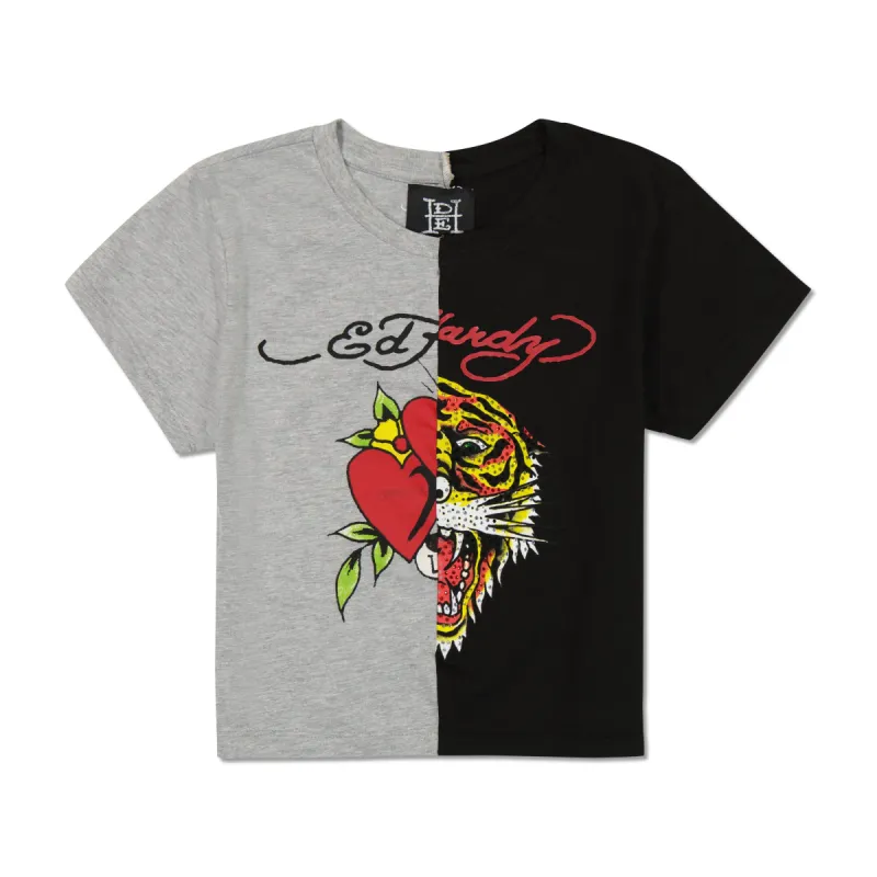 One of a Kind Split Baby Tee sold by Ed Hardy