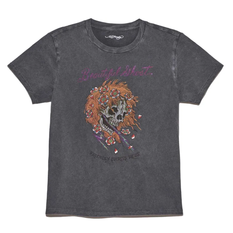 Womens "Yellow Hair Skull" Boyfriend Tee sold by Ed Hardy