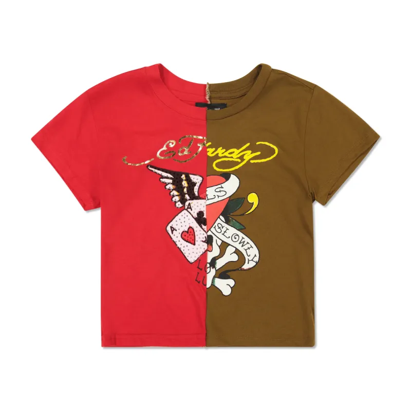 One of a Kind Split Baby Tee sold by Ed Hardy