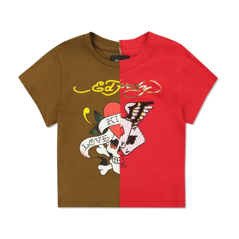 One of a Kind Split Baby Tee sold by Ed Hardy